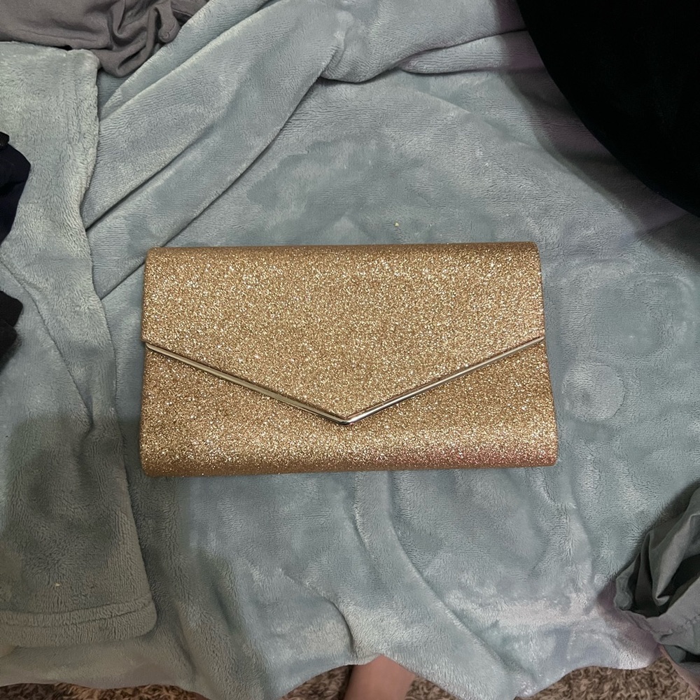 Rose gold glitter clutch